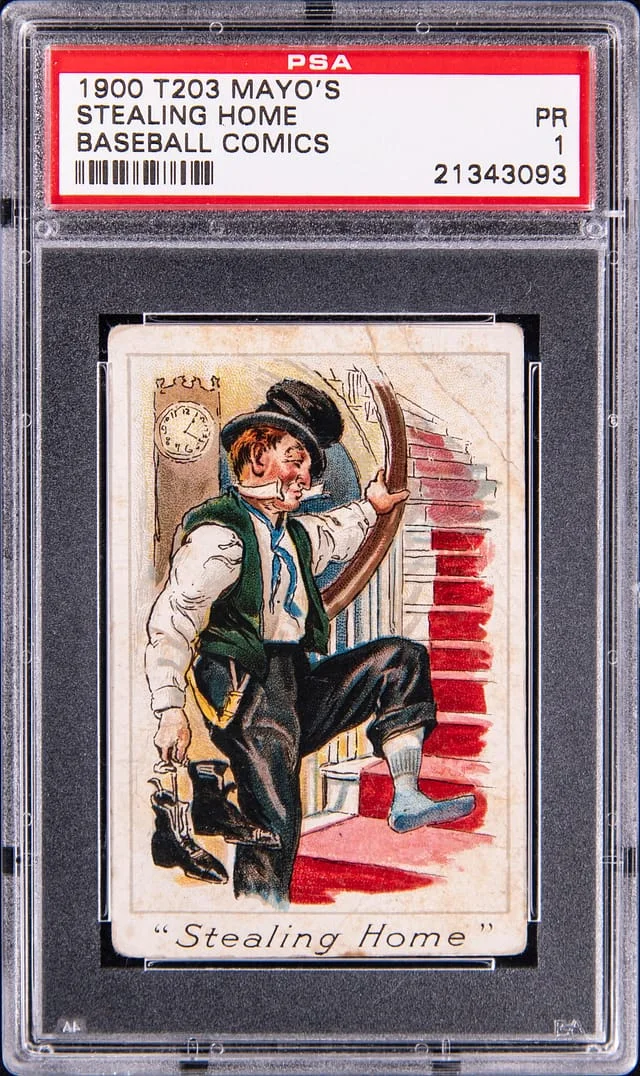 1900 T203 Mayo's Baseball Comics Stealing Home #NNO card image