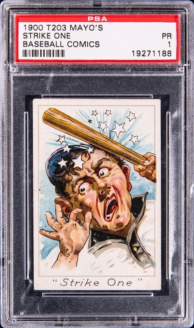 1900 T203 Mayo's Baseball Comics Strike One #NNO card image