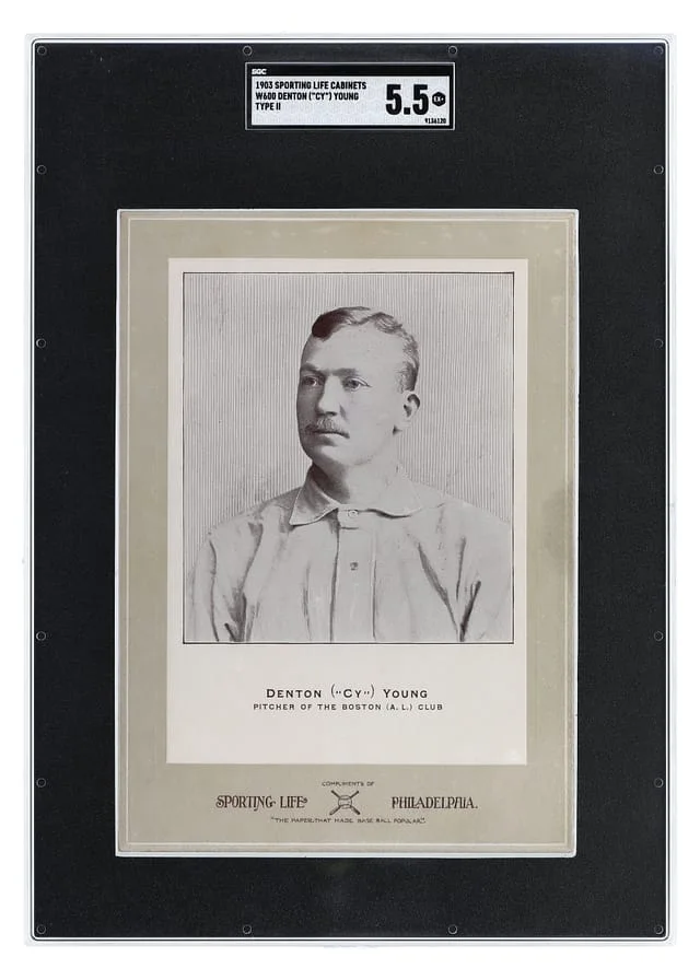 1903 W600 Sporting Life Cabinet Type Mount Denton Cy Young Uniform #2 card image