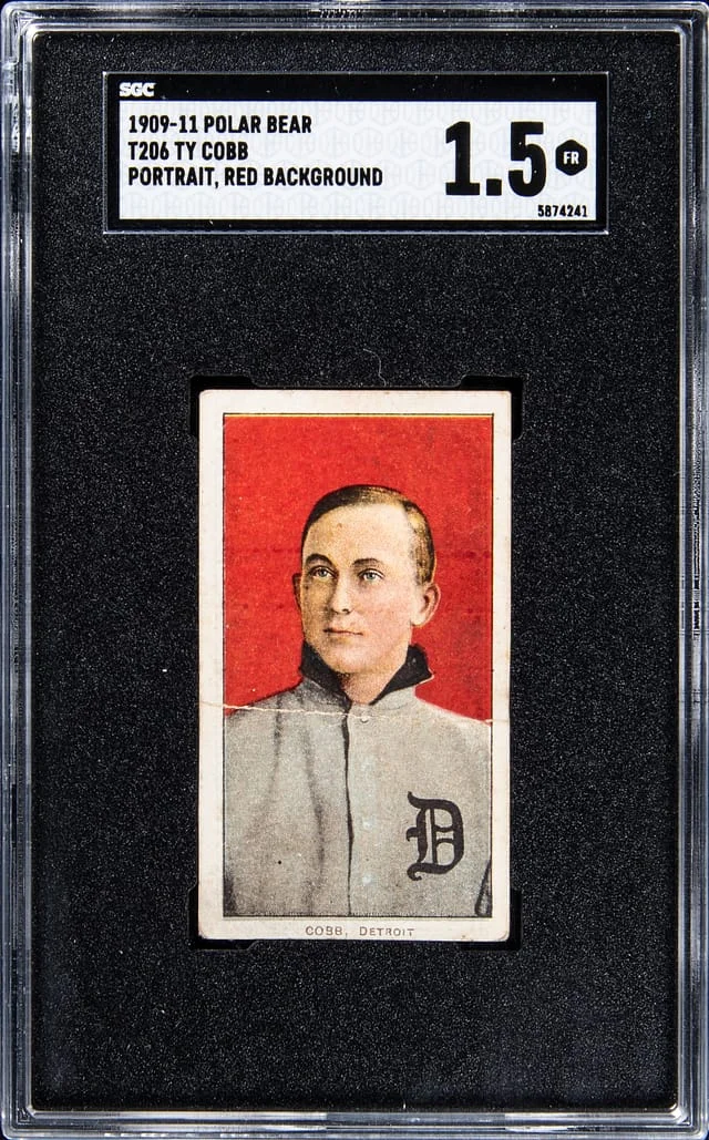 1909-11 Polar Bear White Border Ty Cobb, Portrait Red Background #T206 card image