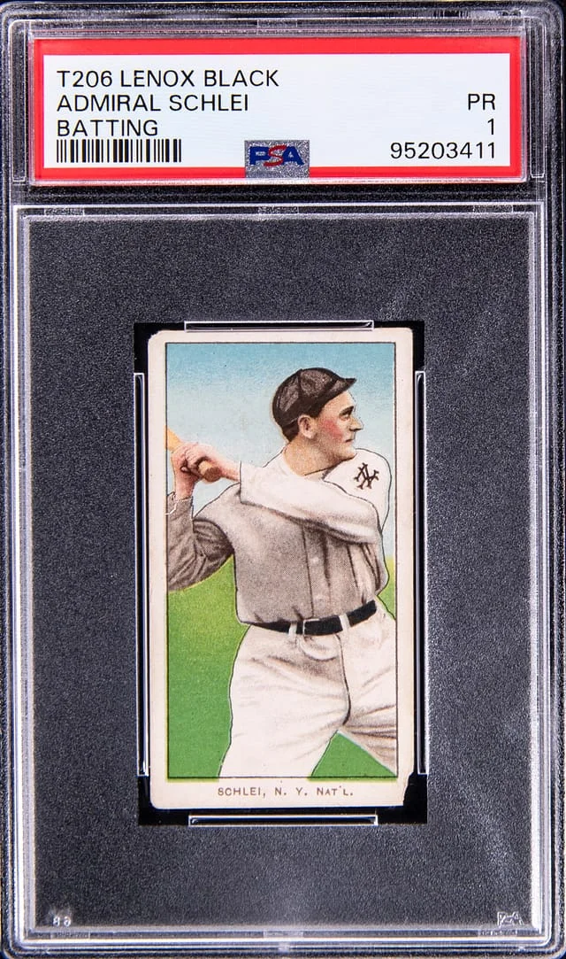 1909-11 T206 Admiral Schlei, Batting - Rare Lenox Back White Border #no-number card image