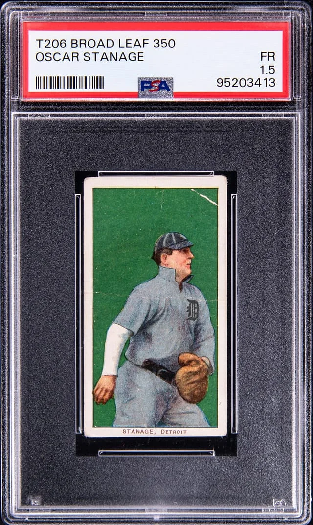 1909-11 T206 Back White Border Oscar Stanage - Rare Broad Leaf #350 card image