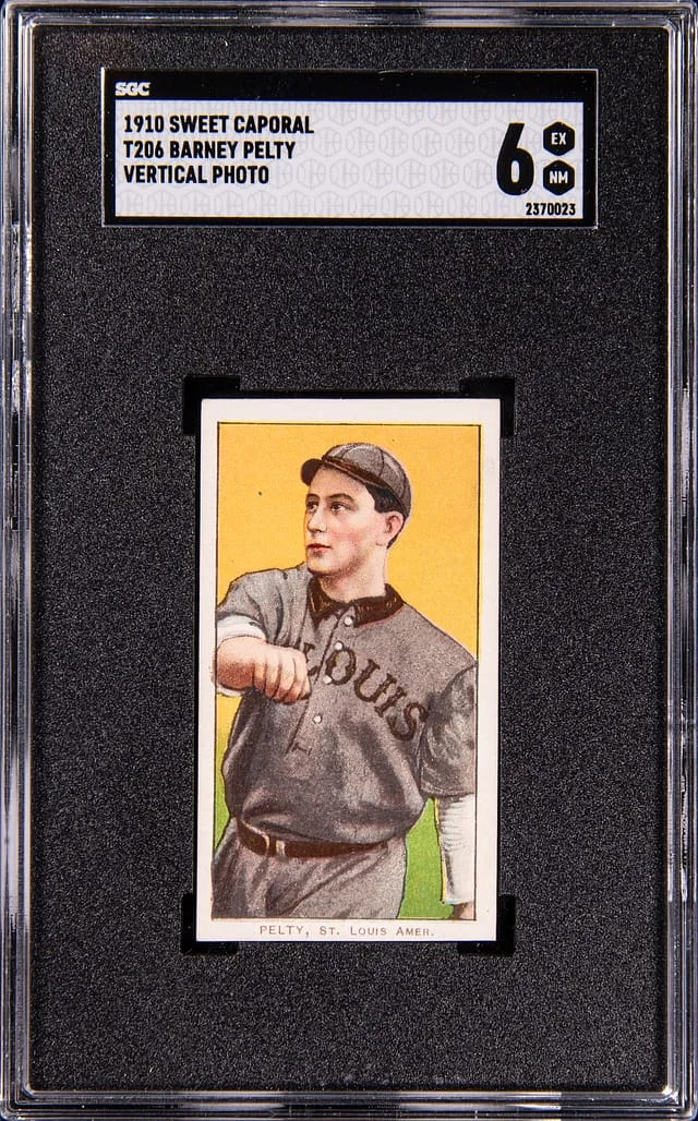 1909-11 T206 Barney Pelty, Vertical Photo - Sweet Caporal White Border #no-number card image