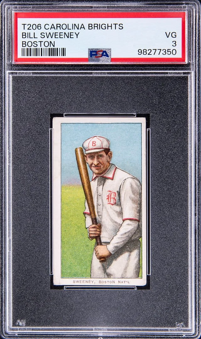 1909-11 T206 Bill Sweeney, Boston - Scarce Carolina Brights Back White Border #no-number card image