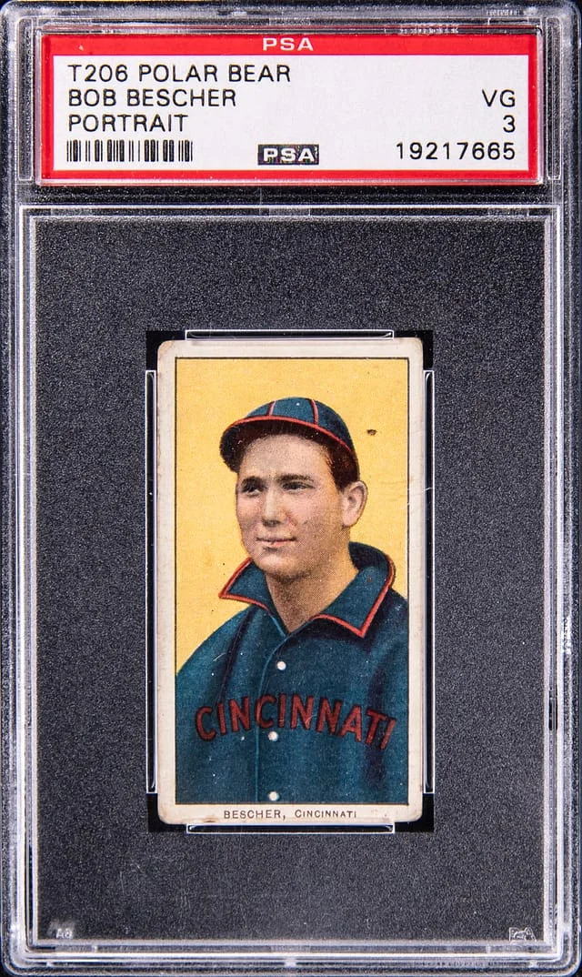 1909-11 T206 Bob Bescher, Portrait - Polar Bear White Border #no-number card image