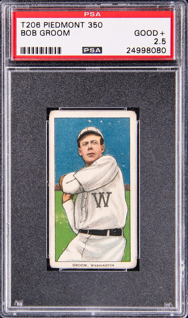 1909-11 T206 Bob Groom - Piedmont 350 White Border #no-number card image