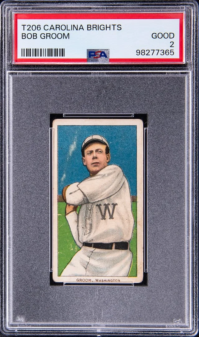 1909-11 T206 Bob Groom - Scarce Carolina Brights Back White Border #no-number card image