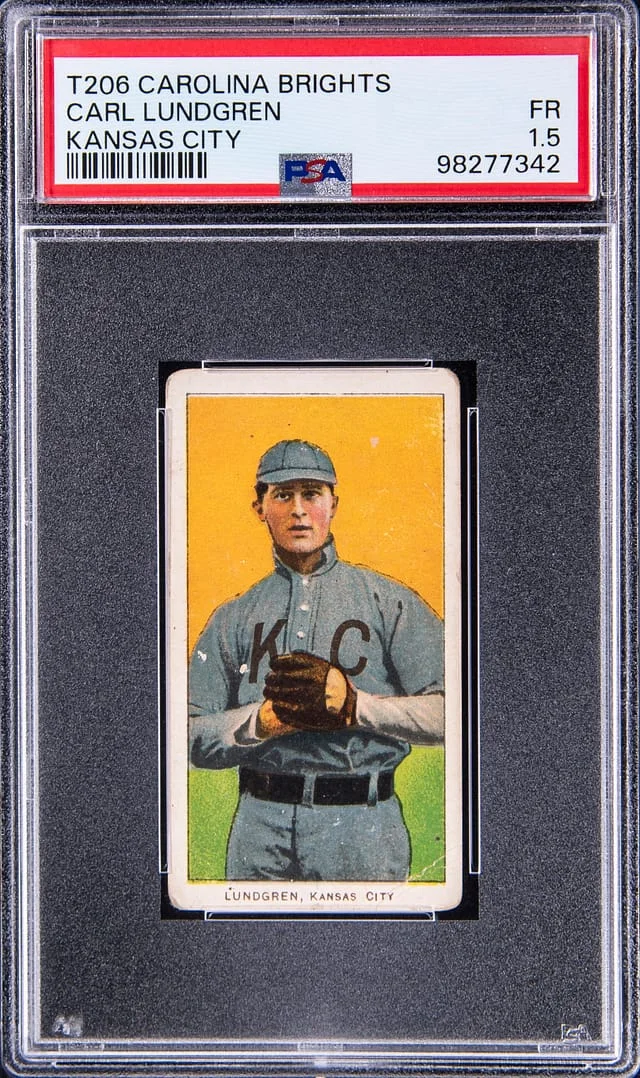 1909-11 T206 Carl Lundgren, Kansas City - Scarce Carolina Brights Back White Border #no-number card image