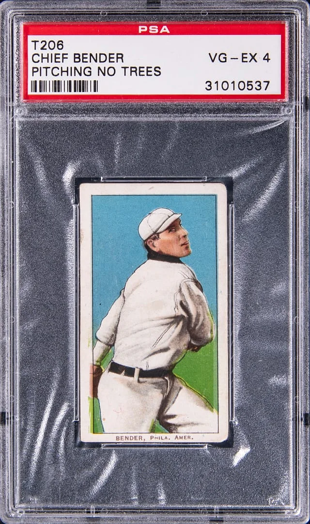 1909-11 T206 Chief Bender, Pitching, No Trees White Border #no-number card image