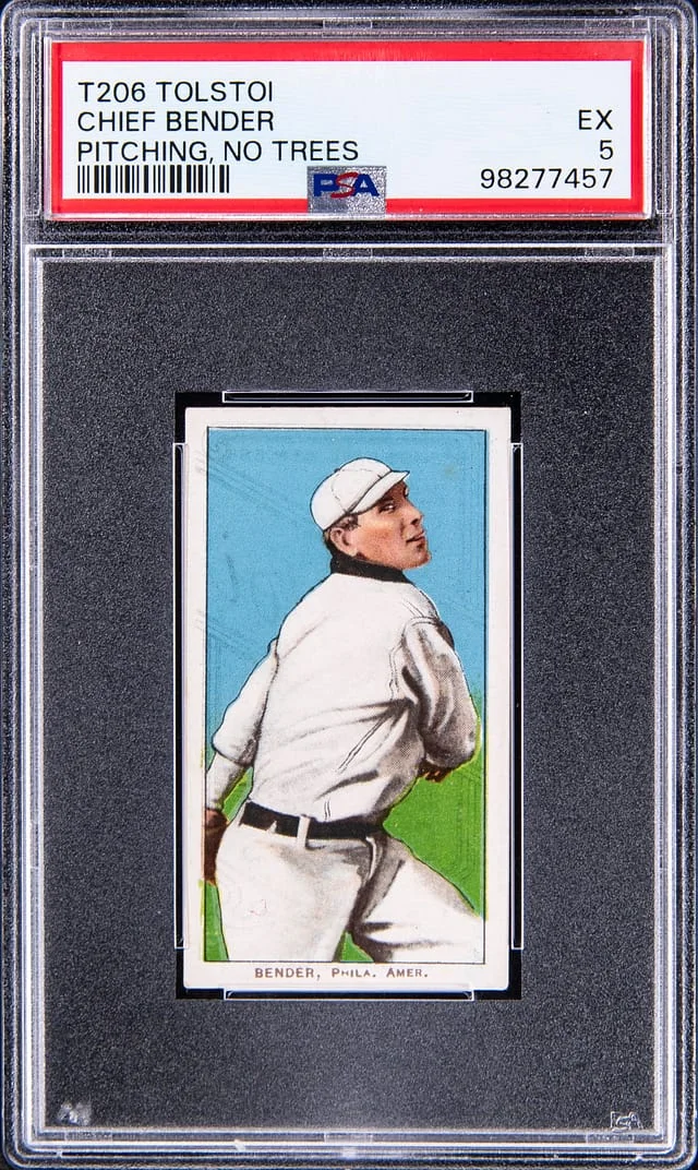 1909-11 T206 Chief Bender, Pitching, No Trees - Tolstoi White Border #no-number card image