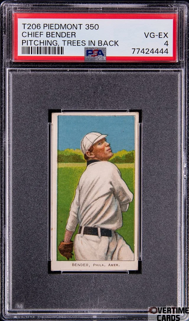 1909-11 T206 Chief Bender Pitching, Trees In Back White Border #no-number card image