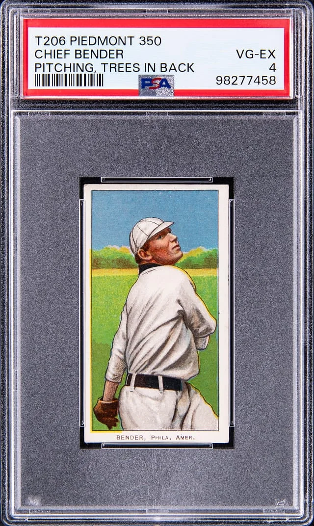 1909-11 T206 Chief Bender, Pitching, Trees In Back - Piedmont 350 White Border #no-number card image