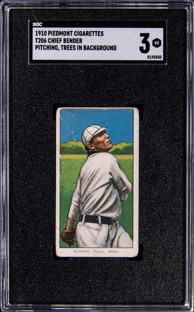 1909-11 T206 Chief Bender, Pitching, Trees in Background - Piedmont/350 White Border #no-number card image
