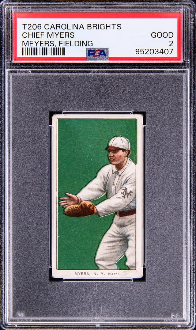1909-11 T206 Chief Myers (Meyers), Fielding - Scarce Carolina Brights Back White Border #no-number card image