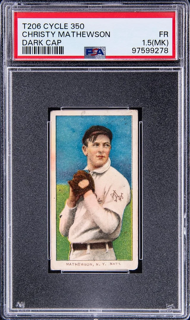 1909-11 T206 Christy Mathewson, Dark Cap - Cycle 350 White Border #no-number card image