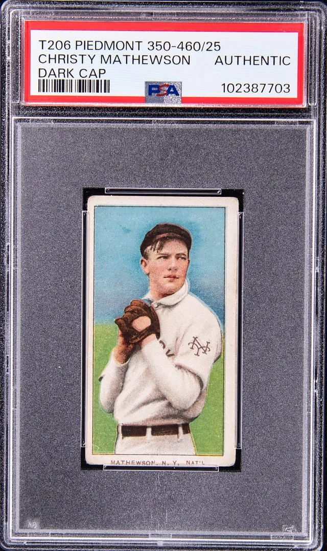 1909-11 T206 Christy Mathewson, Dark Cap - Piedmont 350-460/25 White Border #no-number card image