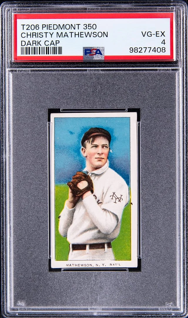 1909-11 T206 Christy Mathewson, Dark Cap - Piedmont 350 White Border #no-number card image