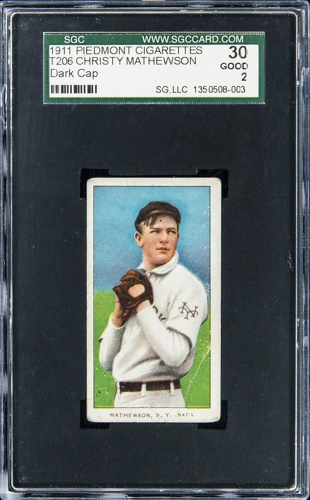 1909-11 T206 Christy Mathewson, Dark Cap - Piedmont/350-460 White Border #no-number card image
