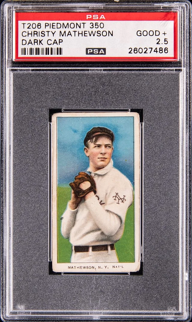 1909-11 T206 Christy Mathewson, Dark Cap - Piedmont/350 White Border #no-number card image