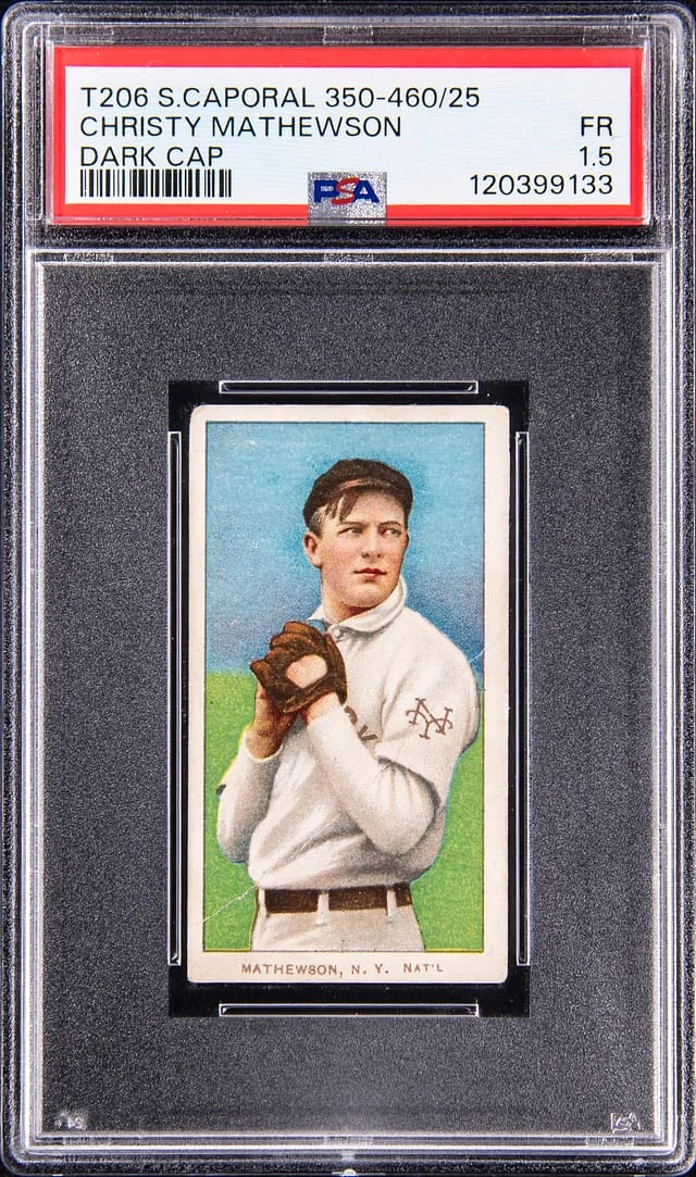 1909-11 T206 Christy Mathewson, Dark Cap - Sweet Caporal/350-460 White Border #no-number card image