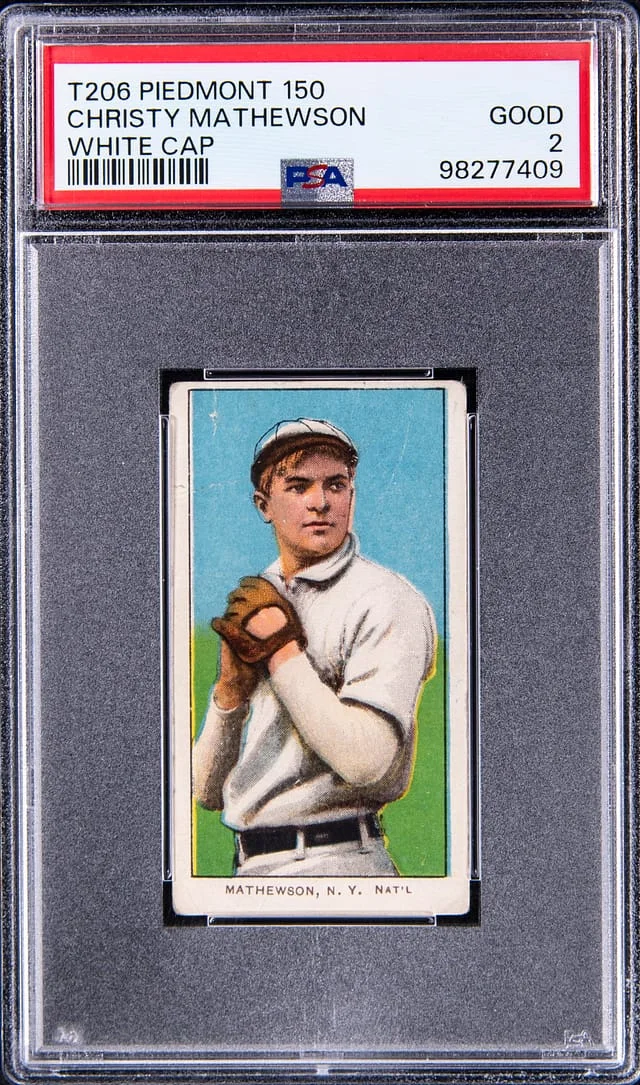 1909-11 T206 Christy Mathewson, White Cap - Piedmont 150 White Border #no-number card image