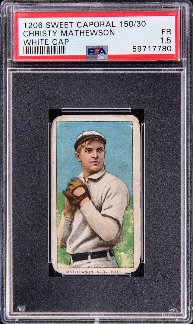 1909-11 T206 Christy Mathewson, White Cap - Sweet Caporal 150/30 White Border #no-number card image