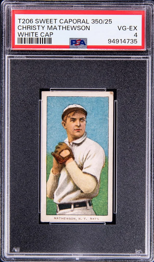 1909-11 T206 Christy Mathewson, White Cap - Sweet Caporal 350/25 White Border #no-number card image