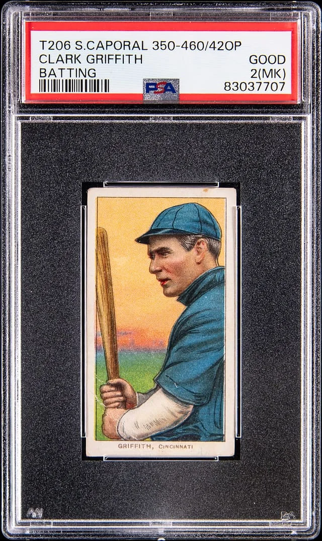 1909-11 T206 Clark Griffith, Batting - Sweet Caporal 350-460/42OP White Border #no-number card image