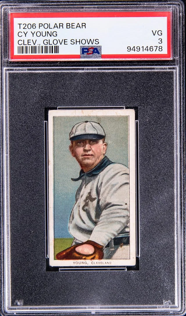 1909-11 T206 Cy Young, Cleveland, Glove Shows White Border #no-number card image