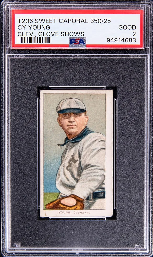 1909-11 T206 Cy Young, Glove Shows - Sweet Caporal 350 White Border #no-number card image