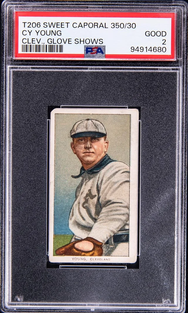 1909-11 T206 Cy Young, Glove Shows - Sweet Caporal 350/30 White Border #no-number card image