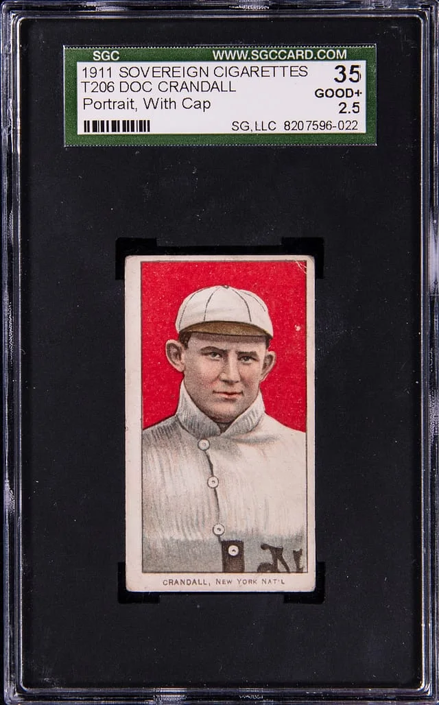 1909-11 T206 Doc Crandall, Portrait, With Cap White Border #no-number card image
