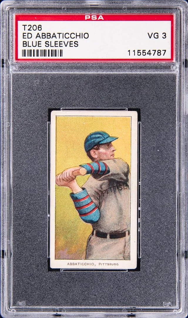 1909-11 T206 Ed Abbaticchio, Blue Sleeves - Old Mill White Border #no-number card image