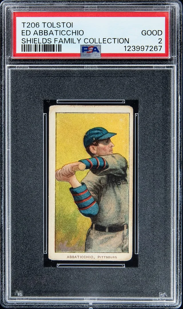 1909-11 T206 Ed Abbaticchio, Blue Sleeves - Tolstoi - Shields Family Collection White Border #no-number card image