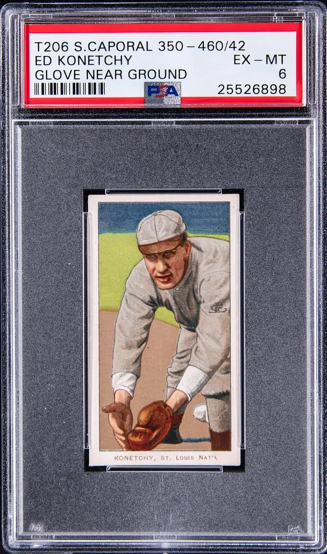 1909-11 T206 Ed Konetchy, Glove Near Ground White Border #no-number card image