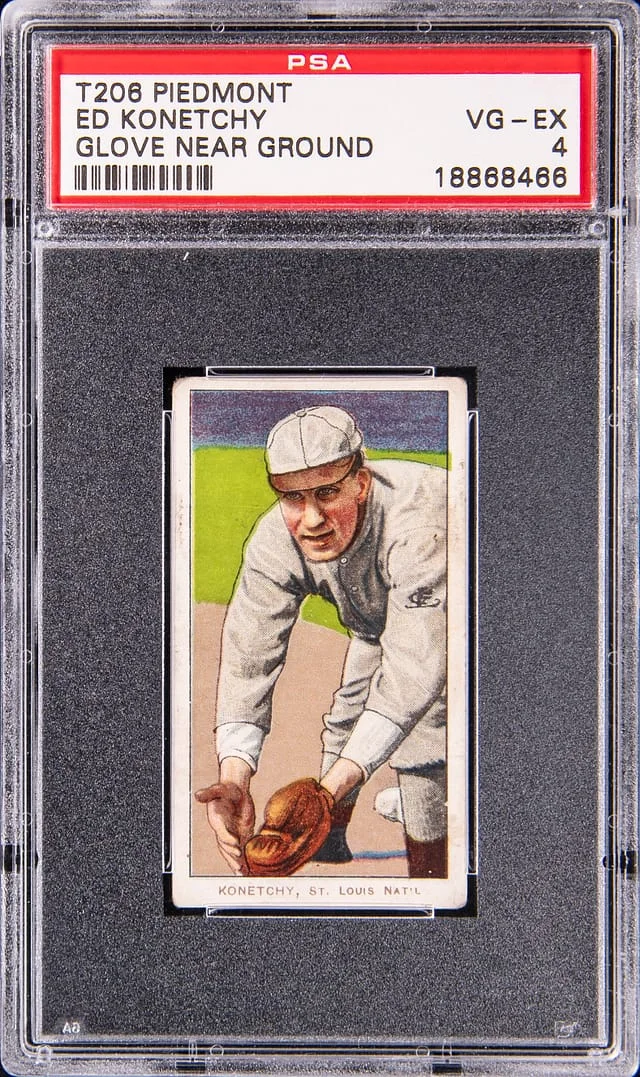 1909-11 T206 Ed Konetchy, Glove Near Ground - Piedmont White Border #no-number card image