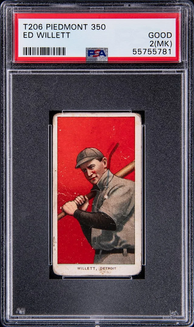 1909-11 T206 Ed Willett Rare Scrapper Sheet Hockey Stick Printing Error; Piedmont 350/25 White Border #no-number card image