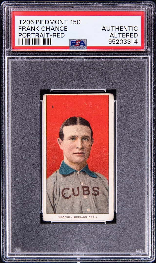 1909-11 T206 Frank Chance, Portrait, Red Background White Border #no-number card image