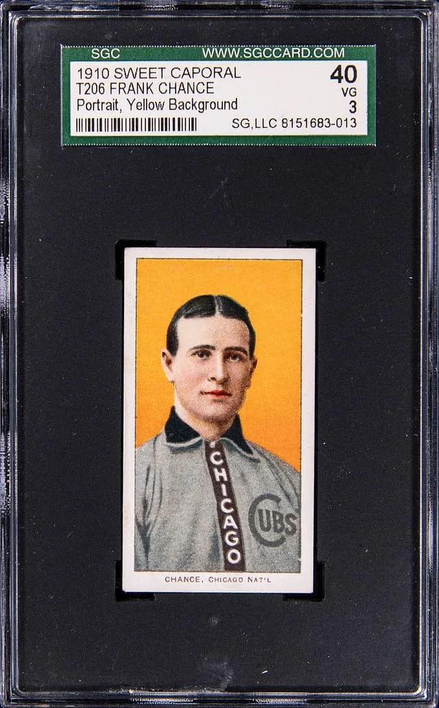1909-11 T206 Frank Chance, Portrait, Yellow Background - Sweet Caporal/350 White Border #no-number card image