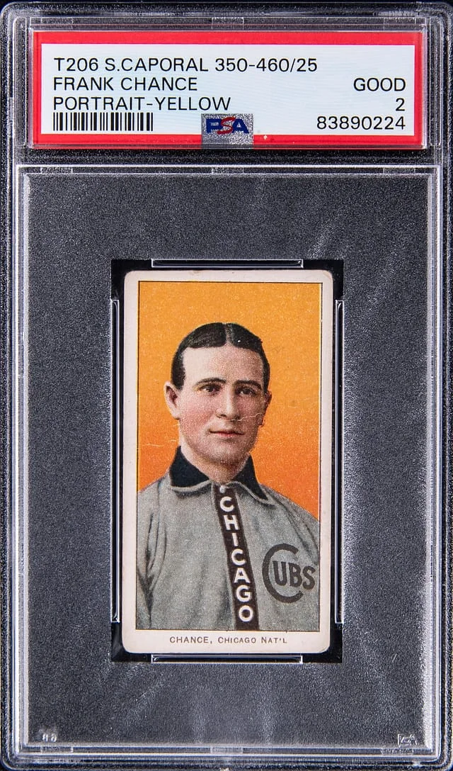 1909-11 T206 Frank Chance, Portrait-Yellow - Sweet Caporal 350-460/25 White Border #no-number card image