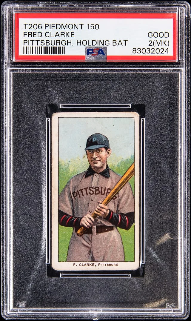 1909-11 T206 Fred Clarke, Pittsburgh, Holding Bat - Piedmont/150 White Border #no-number card image
