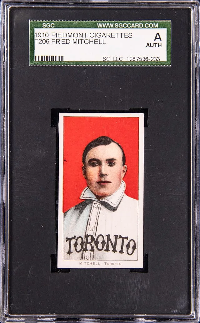 1909-11 T206 Fred Mitchell - Miscut Piedmont Back White Border #no-number card image