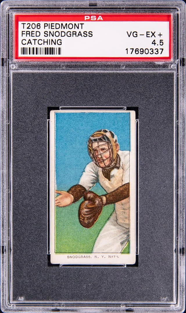 1909-11 T206 Fred Snodgrass, Catching - Piedmont White Border #no-number card image