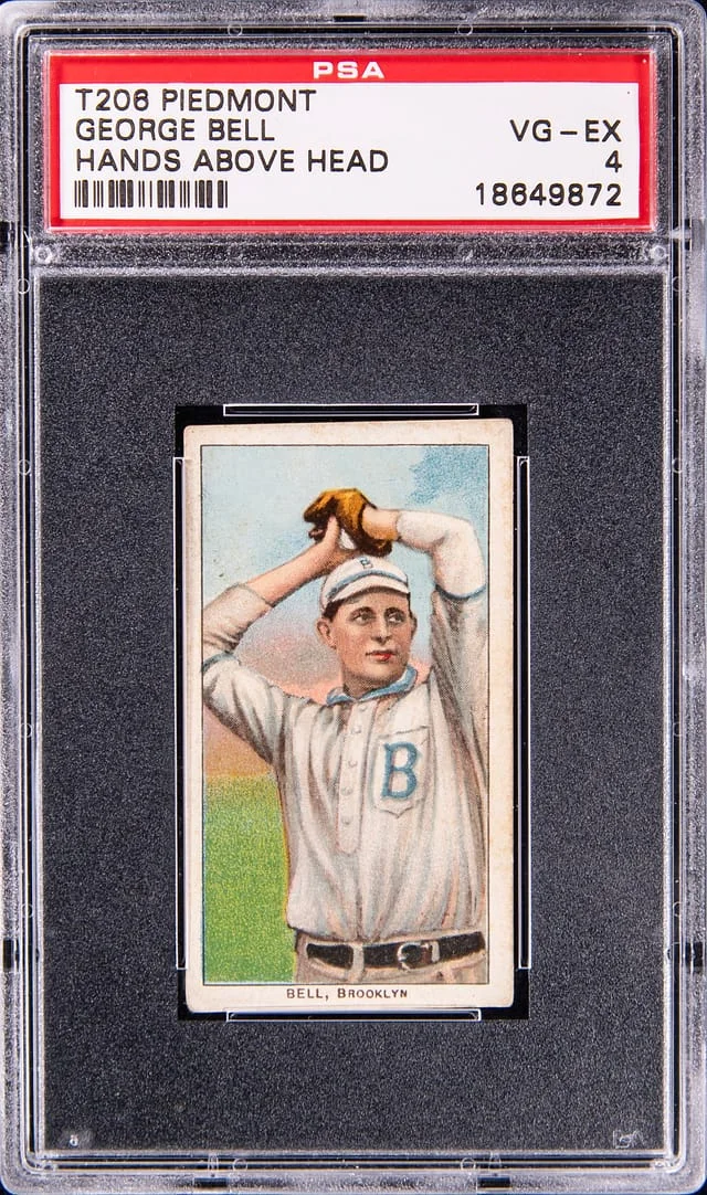 1909-11 T206 George Bell, Hands Above Head - Piedmont - VG-EX 4 White Border #no-number card image