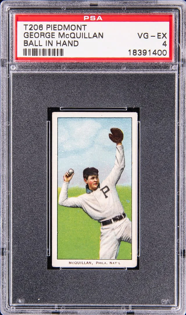 1909-11 T206 George McQuillan, Ball in Hand - Piedmont White Border #no-number card image