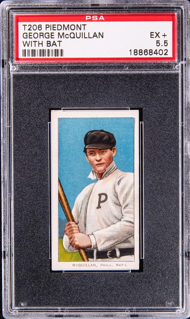 1909-11 T206 George McQuillan, With Bat - Piedmont White Border #no-number card image