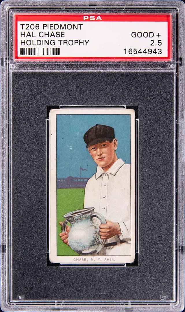 1909-11 T206 Hal Chase, Holding Trophy - Piedmont White Border #no-number card image