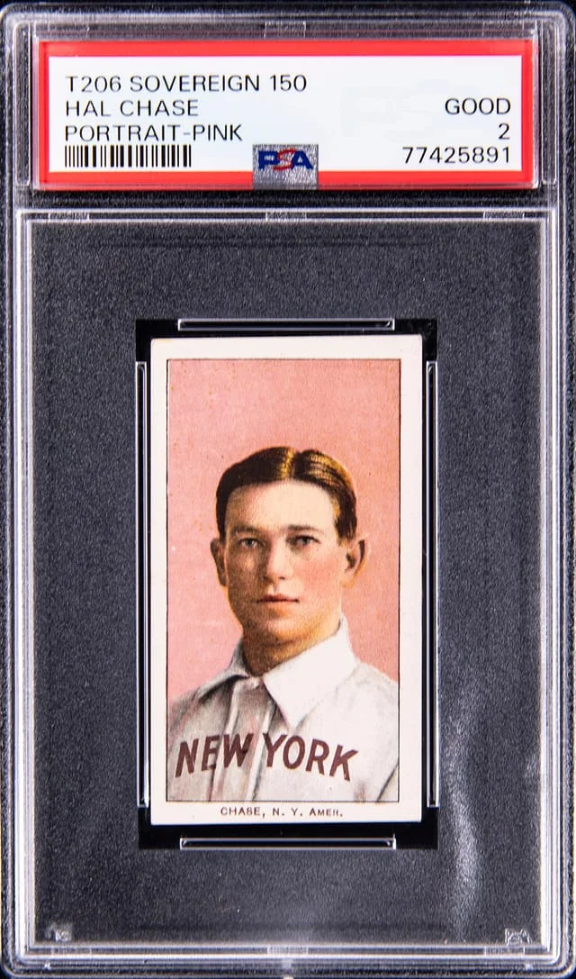 1909-11 T206 Hal Chase, Pink Background White Border #no-number card image