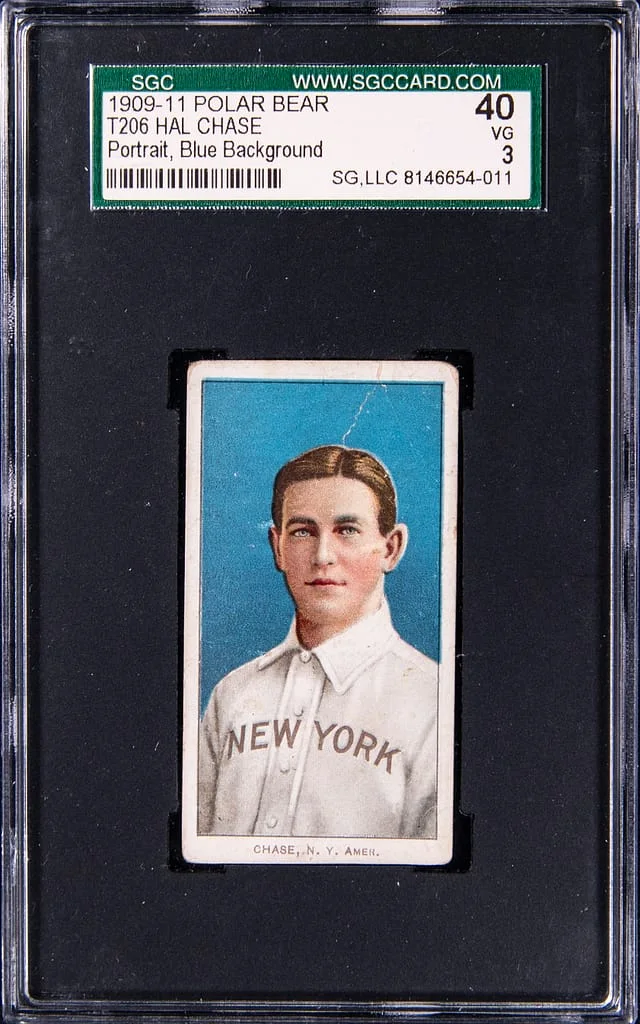 1909-11 T206 Hal Chase, Portrait, Blue Background White Border #no-number card image