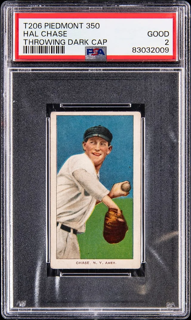 1909-11 T206 Hal Chase, Throwing Dark Cap - Piedmont/350 White Border #no-number card image